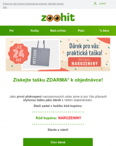 Zoohit.cz - Narozeninový DÁREK k objednávce