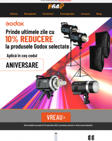 F64 - Ultimele zile cu 10% REDUCERE la produsele Godox!