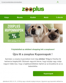 Zooplus - ️ Kuponnapok & Shopping hét a zoopluson!