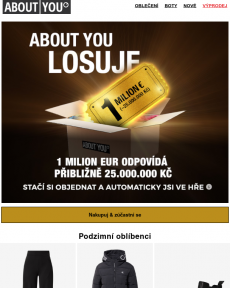 ABOUT YOU - P.S.: ABOUT YOU rozdává 1 milion eur* ~ (25.000.000 Kč).