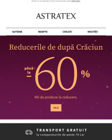 Astratex - Am lansat o promoție de Crăciun de până la -60%.
