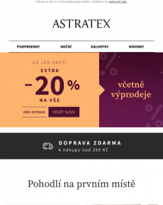 Astratex - Extra −20 % i na kousky z výprodeje | Doprava zdarma
