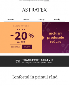 Astratex - Extra -20% la tot, inclusiv la produsele reduse | Transport gratuit