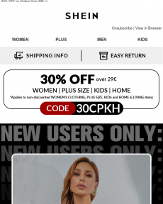 SheIn - NEW USERS ONLY: Just In For The Holidays！