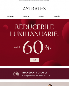 Astratex - Primele noutăți ale anului și reduceri de până la -60% în ianuarie.