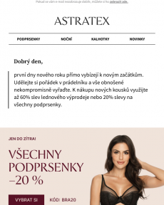 Astratex - Všechny podprsenky −20 % | Doprava zdarma