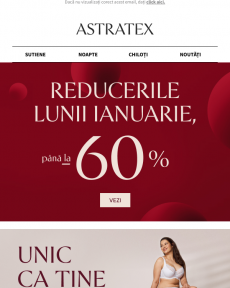 Astratex - Reducerile lunii ianuarie de până la -60% în toate categoriile magazinului online.