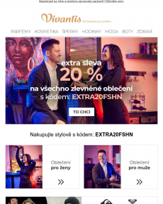 Vivantis.cz - Extra sleva 20 % na zlevněné fashion kousky  Slevový kód hledejte uvnitř