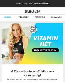 BioTechUSA  -10% MINDEN vitaminra! Már csak vasárnapig!