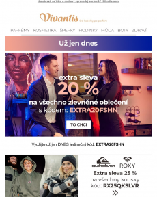 Vivantis.cz - Už jen DNES >> Extra sleva 20 % na zlevněné oblečení