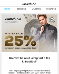 BioTechUSA -25% ruházati termékeinkre! Ne hagyd ki!