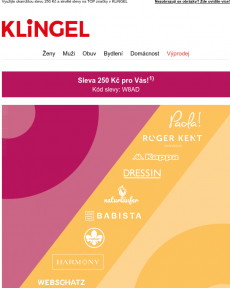 Klingel - 250 Kč sleva pro Vás + slevy až do 50% na naše TOP značky