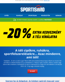 Sportisimo - Extra kedvezmény! -20% a téli kínálatra