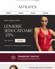Astratex - Până la miezul nopții! Lenjerie sexy -25% și transport gratuit.
