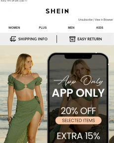SheIn - APP Exclusive Offer: 20% off on everything!