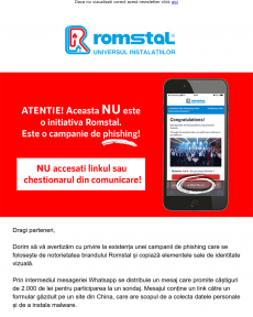 Romstal - Atentie la campania de phishing care foloseste sigla Romstal!