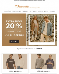 Vivantis.cz - EXTRA sleva 20 % na všechny fashion kousky