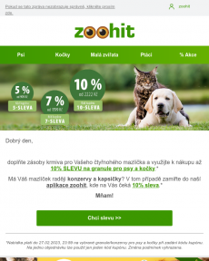 Zoohit - Až 10% SLEVA na granule pro psy a kočky
