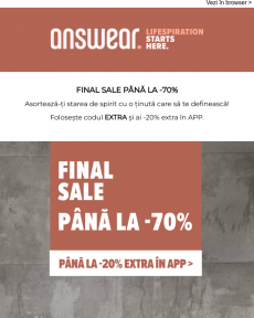 Answear - FINAL SALE până la -70% EXTRA discount  în APP!