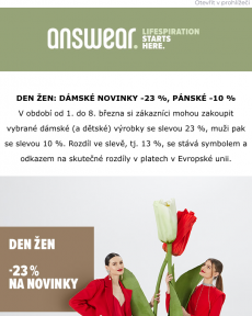 Answear.cz -  Přijměte od nás -23 % na novinky ke Dni žen.