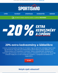 Sportisimo -  Extra kedvezmény! -20% a lábbelikre