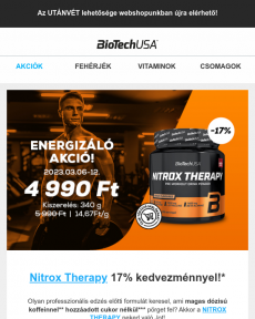 BioTechUSA - Pörögj a maximumon!  Nitrox Therapy 17% kedvezménnyel!
