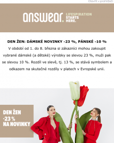 Answear.cz - Prémiové novinky -23 % s kódem: TULIPAN