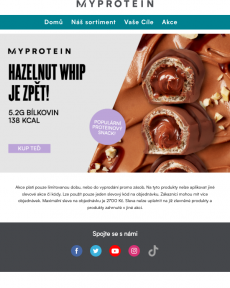 Myprotein - Tyčinka Hazelnut Whip opět skladem!
