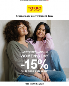 takko - Iba dnes: 15% na dámske oblečenie ku Dňu žien