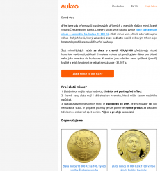 Aukro - Získejte výhodně zlaté mince České národní banky