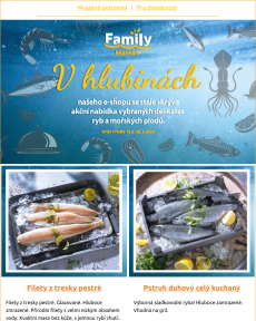 Family Market - Akční nabídka ryb a mořských plodů.