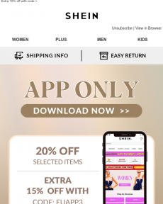 Shein: APP ONLY 20% OFF Selected Items