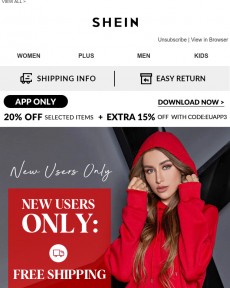 Shein - NEW USERS ONLY: FREE SHIPPING