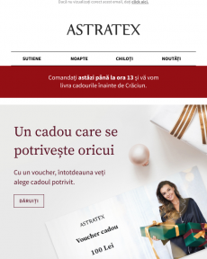 Astratex - Pentru livrare înainte de Crăciun, comandați astăzi până la ora 13.